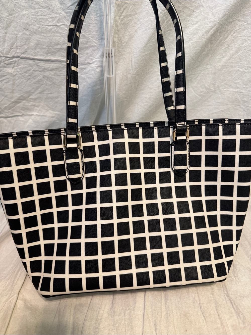 kate spade Black & White Grid Tote with Matching Wallet - Picture 5 of 7